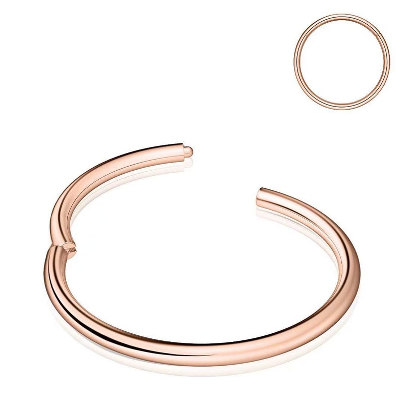M MOOHAM Nose Rings for Women, 20g Rose Gold Nose Ring Hoop Earring Surgical Steel Hypoallergenic Hinged Small Nose Ring 20 Gauge 8mm Septum Ring Cartilage Hoop Earring Rook Conch Piercing Jewelry for Women - Image 1